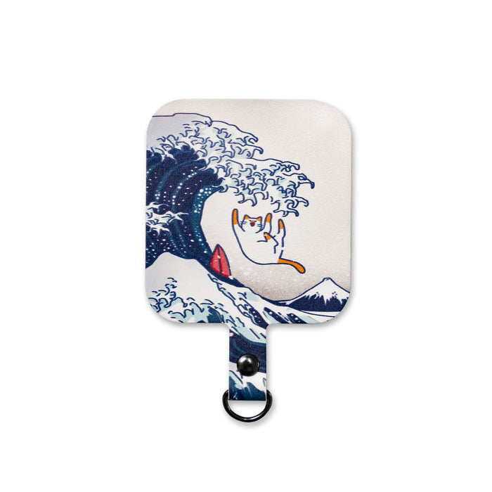 Kanagawa Meow- Big Square Phone Tether Tab