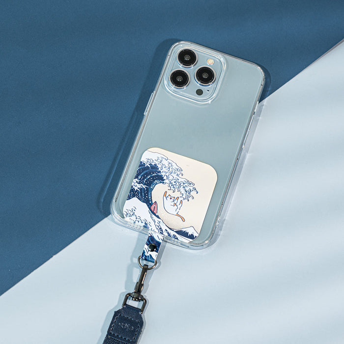 Kanagawa Meow- Big Square Phone Tether Tab