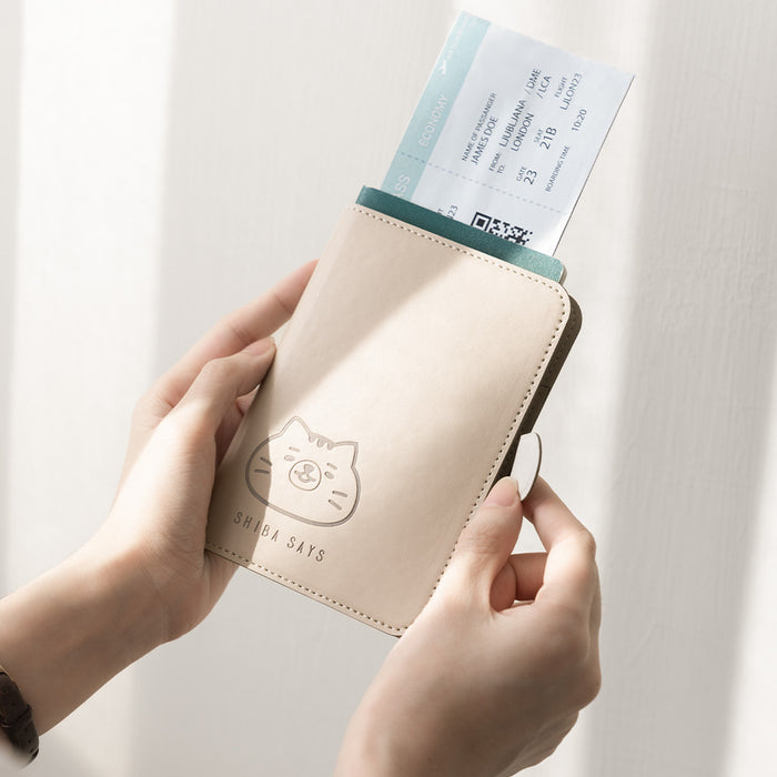 【ekax x Shibasays】  Leatherette Passport Holder