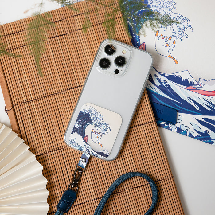 Kanagawa Meow- Big Square Phone Tether Tab