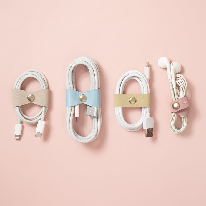 Leatherette Snap Button Cable Organizer Set