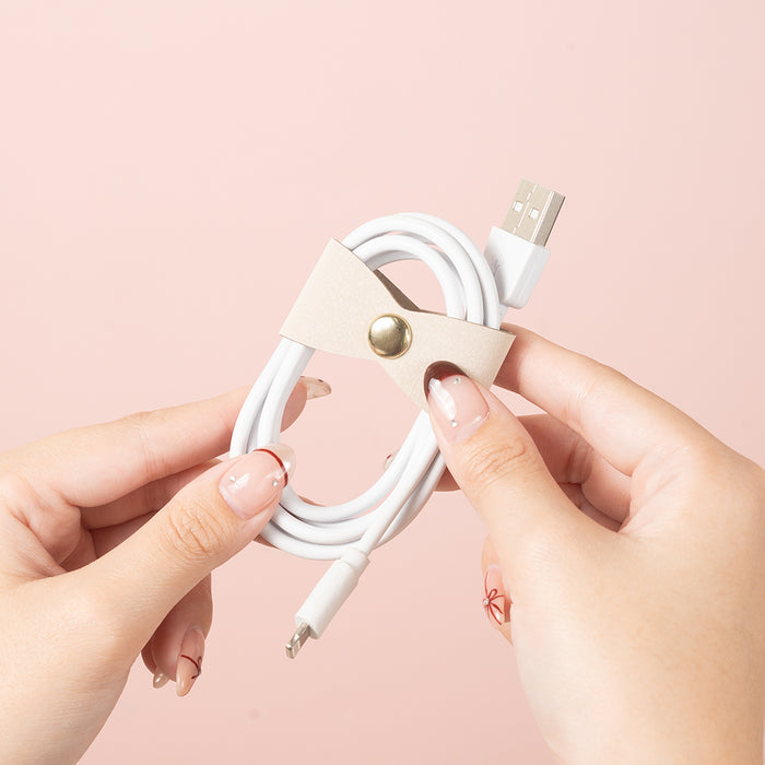 Leatherette Snap Button Cable Organizer Set