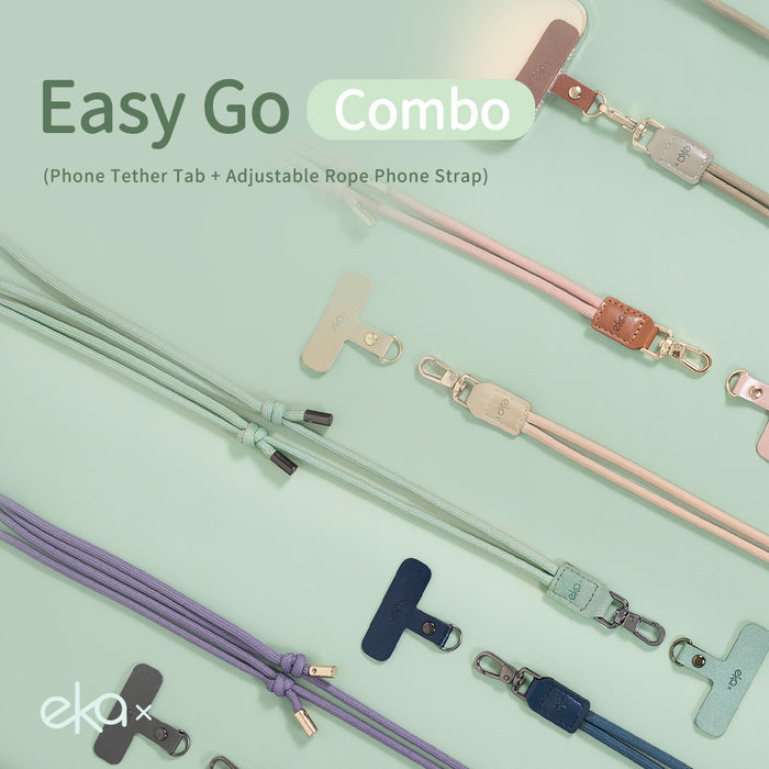 Easy Go Combo (Phone Tether Tab + Adjustable Rope Phone Strap)