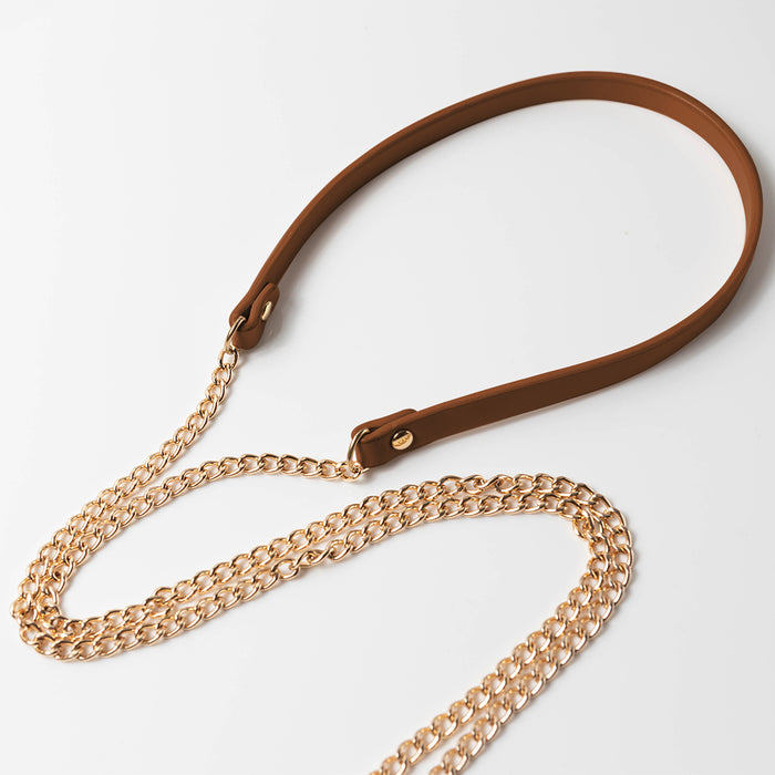 Leather Shoulder Strap with Metal Chain