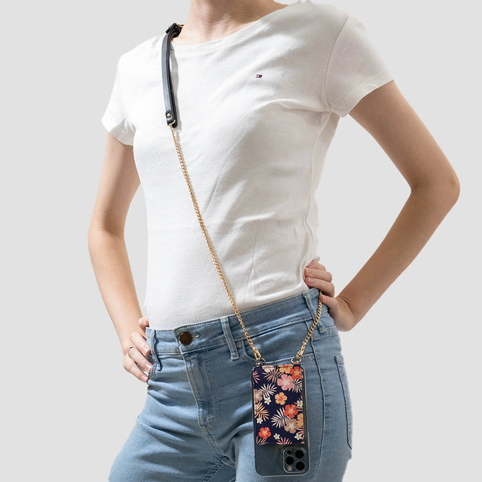 Adjustable Genuine Leather Shoulder Strap with Metal Chain